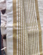 Apricot Off White Linen Saree with Golden Woven Border - Image 2