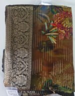 Avika Brown & Olive Green Dola Silk Blend Saree with Beautiful Zari Work - Image 3