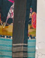 Bella Teal Blue Viscose Saree with Traditional Foil Print - Image 2