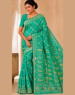 DWK Green Banarasi Silk Saree with Heavy Zari Work