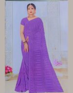Dimple Kala Lavender Fancy Saree with Embroidered Work