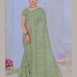 Dimple Kala Pista Green Fancy Saree with Embroidered Work
