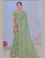 Dimple Kala Pista Green Fancy Saree with Embroidered Work