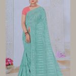 Dimple Kala Sea Green Fancy Saree with Embroidered Work