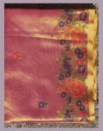 Golden Touch Orange Soft Silk Saree with Floral Print - Image 2