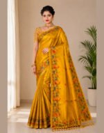 Golden Touch Yellow Soft Silk Saree with Floral Print