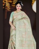 Green City Pastel Green Silk Saree with Elegant Zari Work
