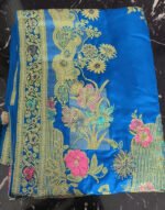 MTE Blue Silk Velvet Saree with Pure Hand Zari Work - Image 2