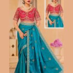 Narayani Blue Soft Silk Saree with Multicolor Zari Work