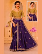 Narayani Purple Soft Silk Saree with Multicolour Zari Work