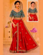 Narayani Red Soft Silk Saree with Multicolor Zari Work
