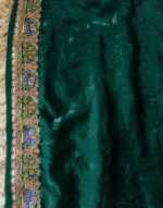 Padharo Bottle Green Satin Silk Blend Saree with Handmade Zari Work - Image 2