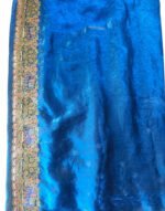 Padharo Teal Blue Satin Silk Blend Saree with Handmade Zari Work - Image 2