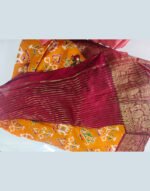 Vastrani Orange Dola Silk Saree with Beautiful Zari Work Border - Image 3