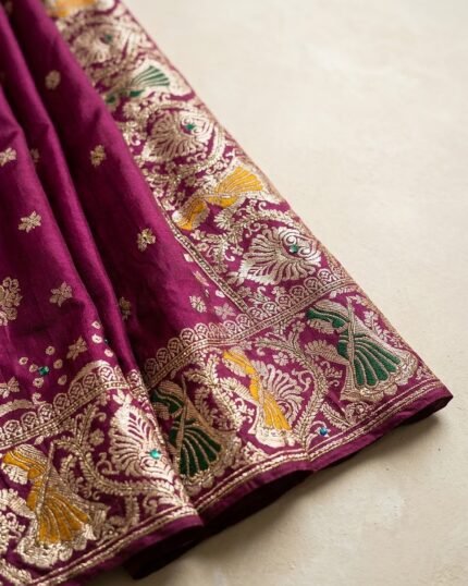 DWK Magenta Banarasi Silk Saree with Heavy Zari Work - fabric detail