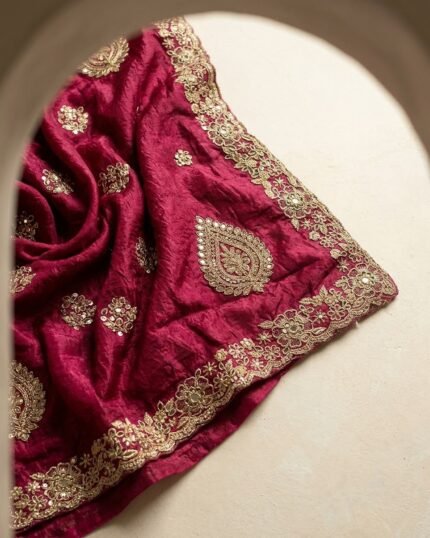 Narayani Deep Pink Soft Silk Saree with Multicolor Zari Work - fabric detail